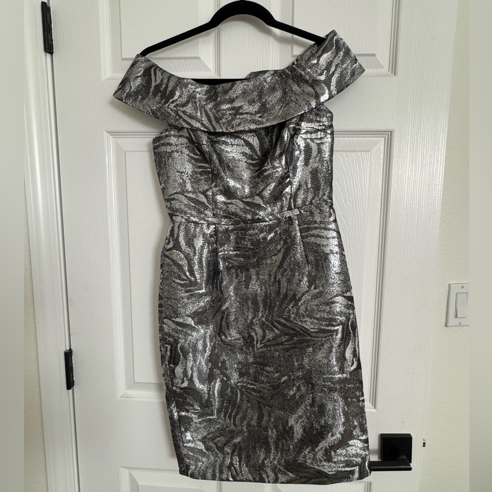 Calvin Klein Strapless Silver Dress